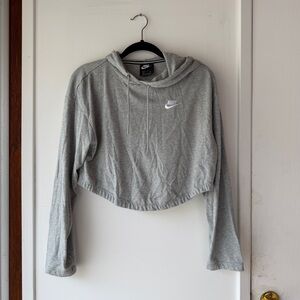 Nike Women's Light Gray Cropped Hoodie